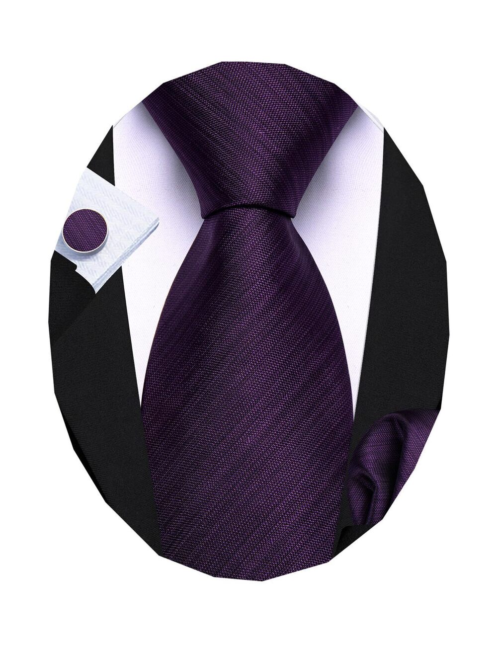 2871 Purple Tie Sets Plain Silk Ties Extra Long Stain Necktie Wedding